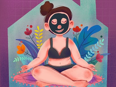 Stay at Home Illustration Series | Doing Yoga