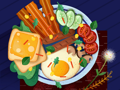 Classic American breakfast breakfast foodillustration illustration