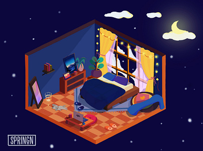 Isometric Room Illustration illustration isometric kid illustration