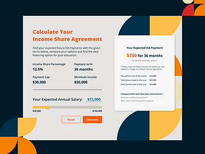 Daily UI #004 - Calculator for Income Share Agreements dailyui design ui