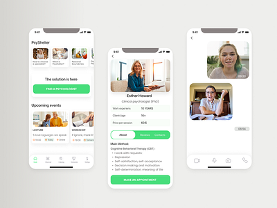 Application for finding a psychologist graphic design ui