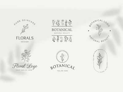 Hand Drawn Botanical Boho, Floral, Feminine Logo Design Template botanical branding logo floral flower geometric hand draw icon leaf minimal modern natural organic plants simple symbol template vector vintage woman