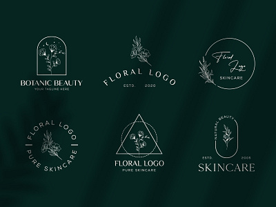 Hand Drawn Botanical Boho, Floral, Element Logo Design Template