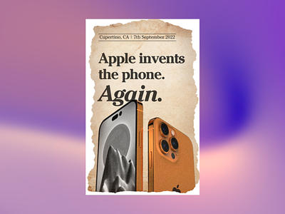 Apple invents the phone. Again. apple apple iphone branding design dynamic island graphic design iphone14 mockup motion graphics new retro retro ad retro graphics serif fonts