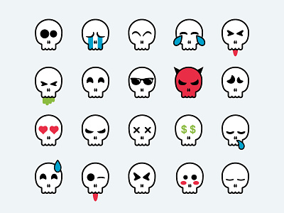 Skull Smileys cartoon cute emoji halloween icon scary skull smiley vector winking