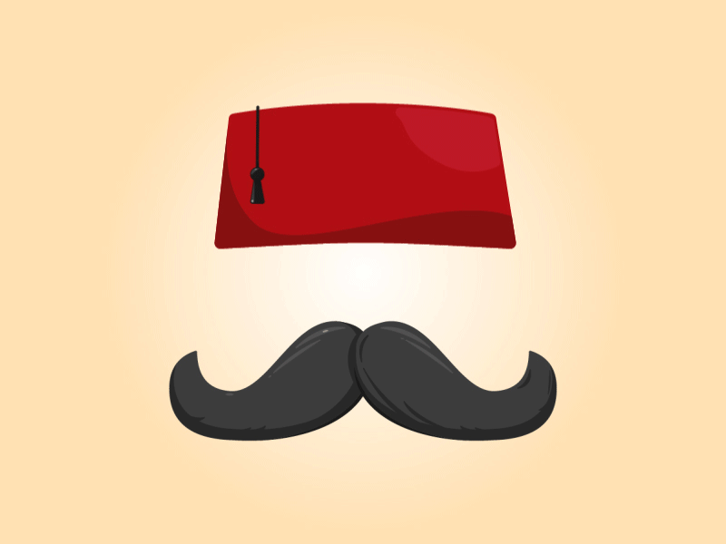 Man with Fez animation cartoon character face fez funny hat heritage history mustache ottoman turkish