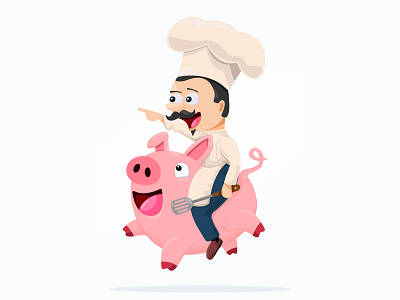 To Kitchen and Beyond animal cartoon character chef cook cooking cute delicious fat food illustration kitchen pig pork restaurant vector