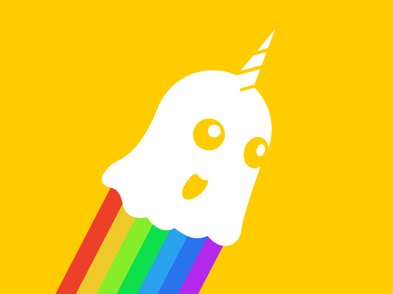You have won the Internet! yellow white flying unicorn rainbow ghost logo