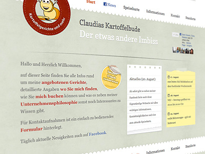 Kartoffelbude is finally online! book food menu one page potato website