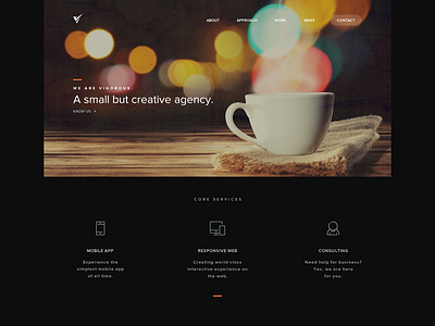 Landing page for a creative agency