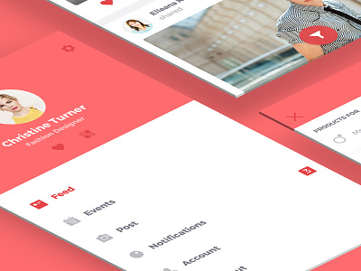 A rebound of 'Free Ecommerce UI Kit' bucket clean ecommerce feed filters flat free menu psd red social wall