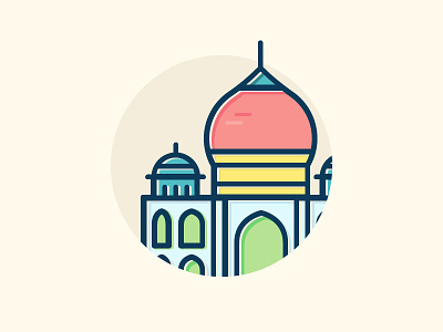 Colorful Taj Mahal building city colors icon illustration india lines outline taj mahal wonders world
