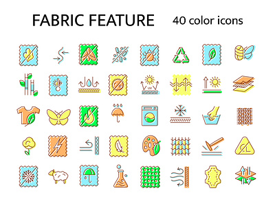 Fabric feature icon collection. Vector illustration