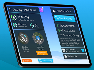 Dashboard for Control Tower dashboard drones ios ui