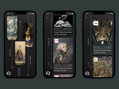 Museum Events and Exhibitions app art concept culture dark design event museum ui ux web web design