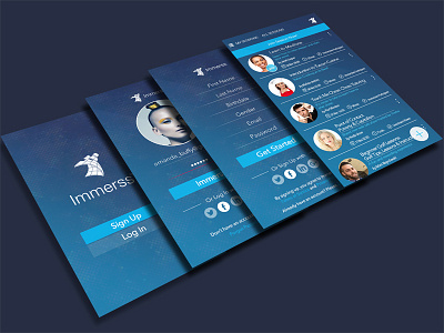 Immerss App Design app design design immerss log in mobile mobile app modern sessions sign up sleek