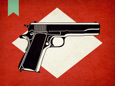 Pistol contrast green gun illustration pistol red retro vintage