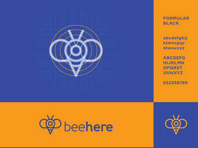 Beehere Logo Design 3whales abstract app bee bee logo deliver delivery app graphicdesign grid system location location app logo logodesign logogrid map mark mascot pin