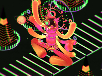 Mushroom Rollercoaster 3d character design illustration