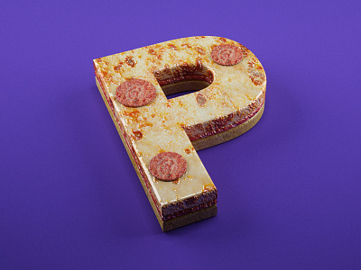 P is for Pizza 3d design food illustration