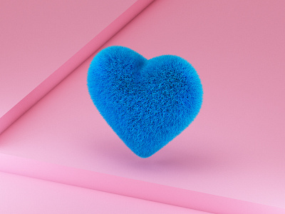 Fluffy Heart 3d color design illustration