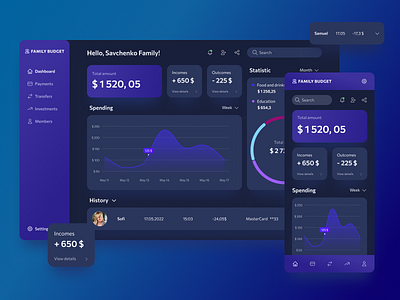 Dashboard design concept budget dashboard finance mobile ui ux web