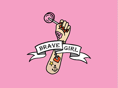 Brave Girl Pin enamel pin illustration tattoo tattoo art tattoo flash vector art