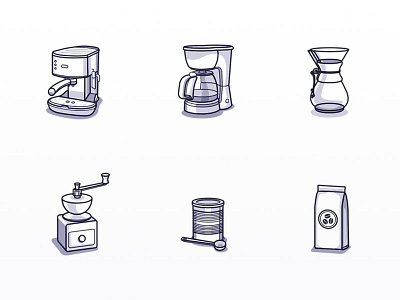 Coffee Icons Set coffee espresso icon illustration machine maker strokes vector