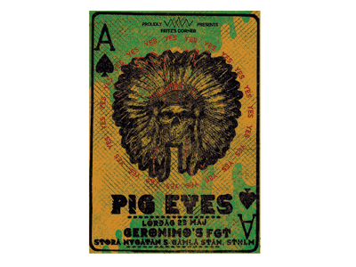 Handbill art concert eyes flyer geronimo indian pig poster