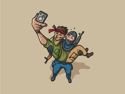 Selfie characters friends fun game illustration online selfie shooter