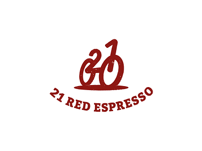 21 Red Espresso bar cafe coffee cycle espresso grunge logo minimal number red retro sale