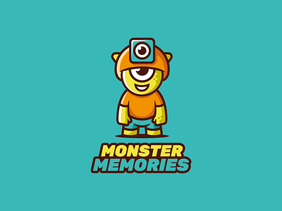 Monster memories action camera character eye logo monster sport