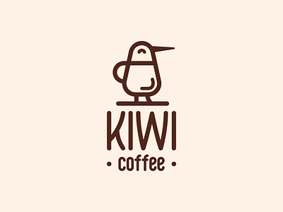 Kiwi Coffee bar bird cafe coffee cup kiwi logo outline sale symbol