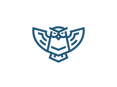 Deal smart animal bird blue fly logo outline owl web