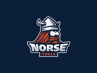 Norse Tools beard brand character head logo red store tools viking