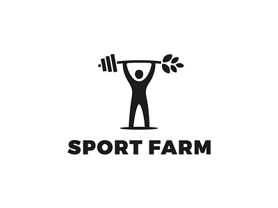 Sport farm bw corn farm fitness food gym health logo man minimal sport