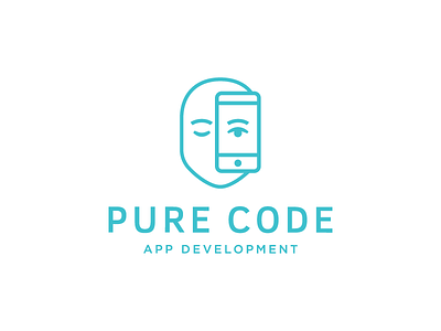 Pure code app code development eye face icon logo outline phone pure web