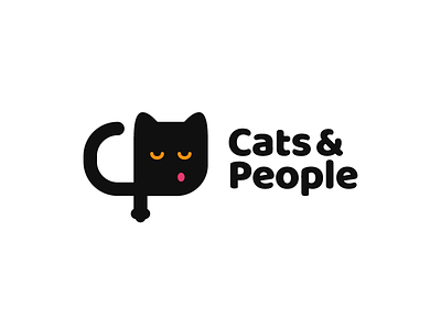 Cats & People animal black cat logo monogram people pet