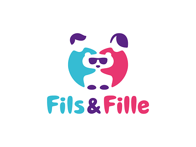 Fils & Fille bear children concept fashion fille fils kids logo negativespace type wear