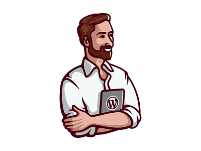 Personal logo beard character guy hipster illustration logo man mascot programmer