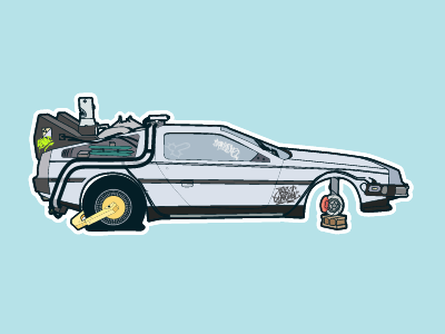 "We didn't reach 88mph Marty..." back to the future movie blue car delorean drawing film graffiti illustration marty mcfly tag