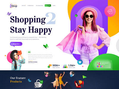 Fashion Shop Web Ui christmas cloth colorful fashion fashiondesigner graphic design homepage marketing mockup online shopping shopping style summer typography wear web design website design winter women fashion