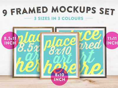 9 Framed Mockups Set frames mock up mockup set shelf