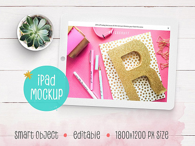 iPad Mockup with succulent bright feminine flower girly ipad mockup pink succulent tablet