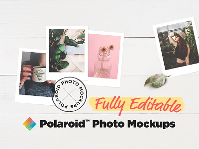 Polaroid™ Photo Mockups feminine mock-up mockup photo polaroid scene wood