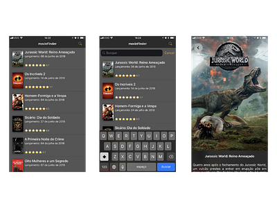 movieFinder App app dark theme finder ios mobile movie rating sketch