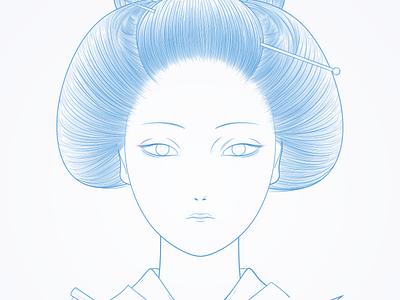 geisha (illustration) wip al beauty clean color cute face girl illustrator japan line vector woman