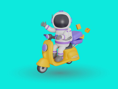 Astronout Scooter Delivery 3d