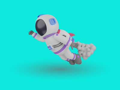 Astronaut With Rocket 3d