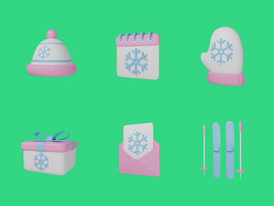 Winter Icon Set 3d 3d vector